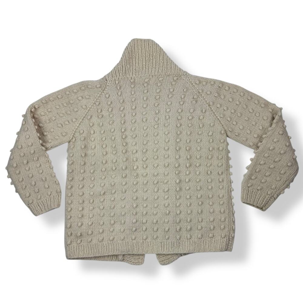1970's cream pure natural Portuguese wool hand knit open cardigan - Picture 11 of 16